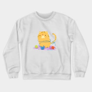 Cat with balls of wool Crewneck Sweatshirt